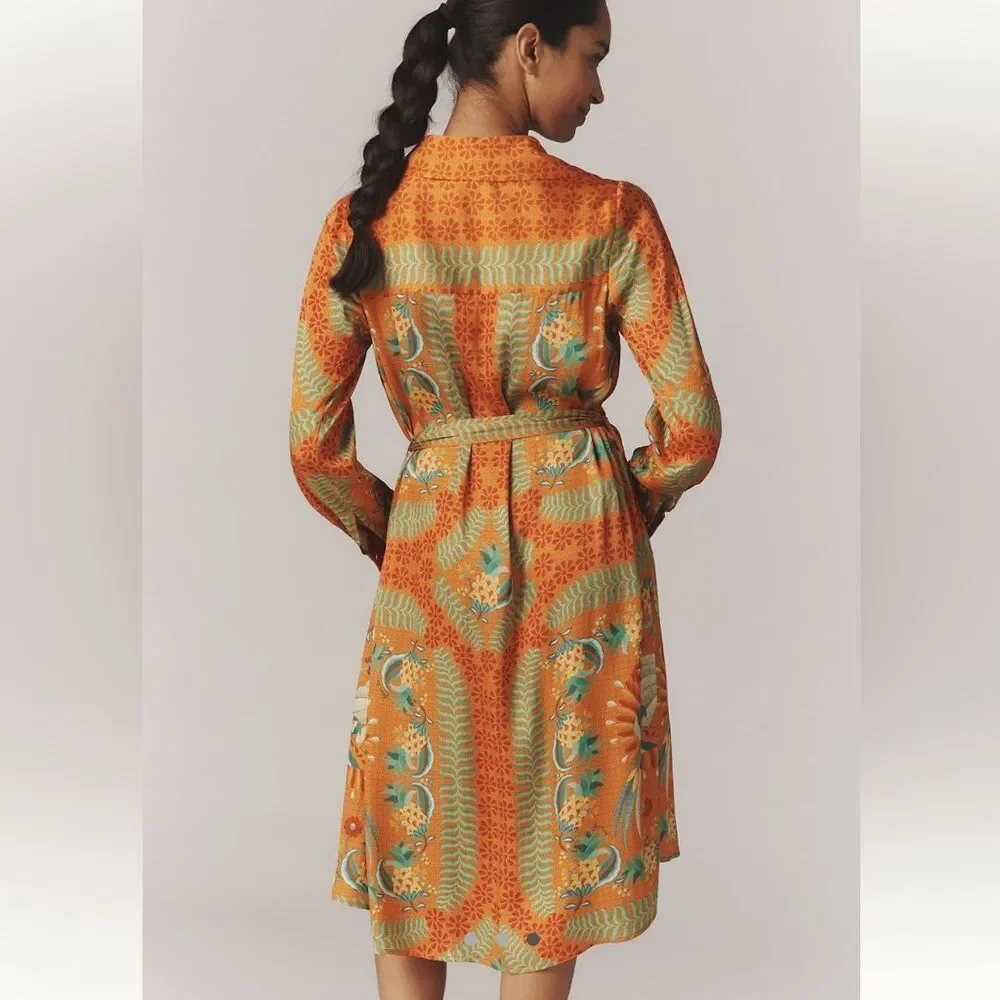 FARM Rio x Anthropologie Belted Shirt Dress